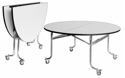 โต๊ะแตงโม หน้าไม้อัด หนา 18 มิล ปูทับด้วยฟอเมก้าขาวมัน  ขาเหล็กชุปโครเมียม มีล้อ (ล็อคได้)