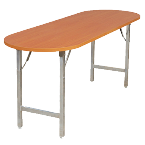 โต๊ะพับไม้ปาติเกิล ปิดผิวหน้าลายไม้วงรี หน้าโต๊ะหนา 25 มิล ขาเหล็ก 1.2*1.2 นิ้ว หนา 1 มิล