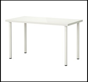 โต๊ะเหล็กขาตาย เหล็กกลม 2 นิ้ว หนา1.2 มม.พ่นสี พร้อมปุ่มปรับระดับ หน้าโต๊ะเมลามีน ขาว