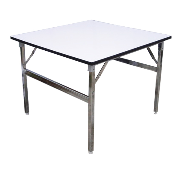โต๊ะพับหน้าฟอเมก้าขาว สี่เหลี่ยม จัตุรัส ขาเหล็ก 1.2 นิ้ว หนา 1 มิล ชุปโครเมียม